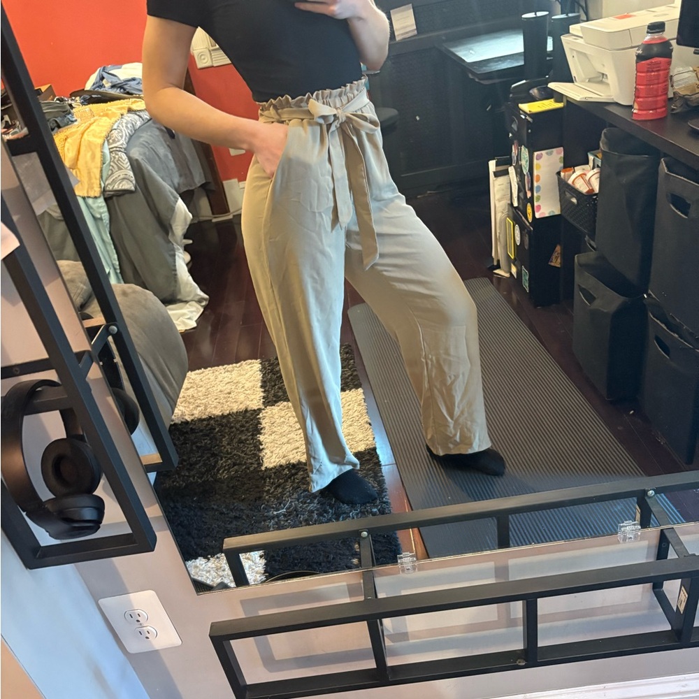 SHEIN Beige Wide Leg Pants